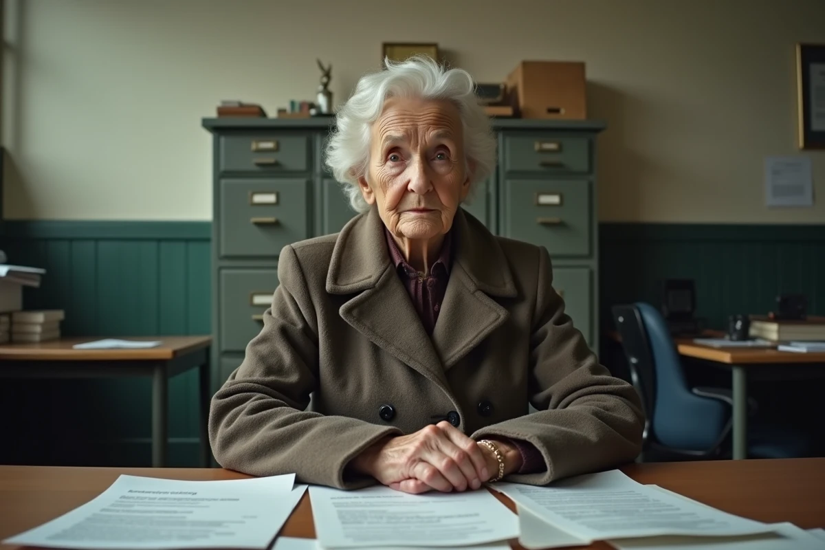 Femme âgée à son bureau administratif en intérieur