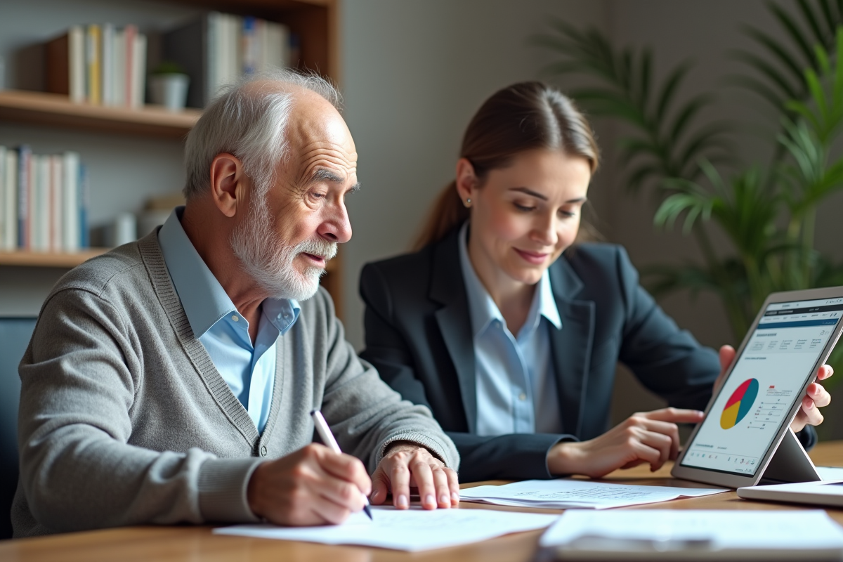 Fils et fille travaillant sur un budget dans un bureau moderne