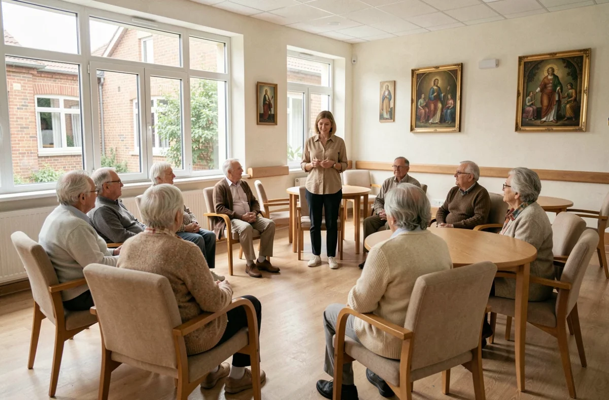 Séance d'activités animée par une coordinatrice à la Fondation Sainte-Marie de Douai
