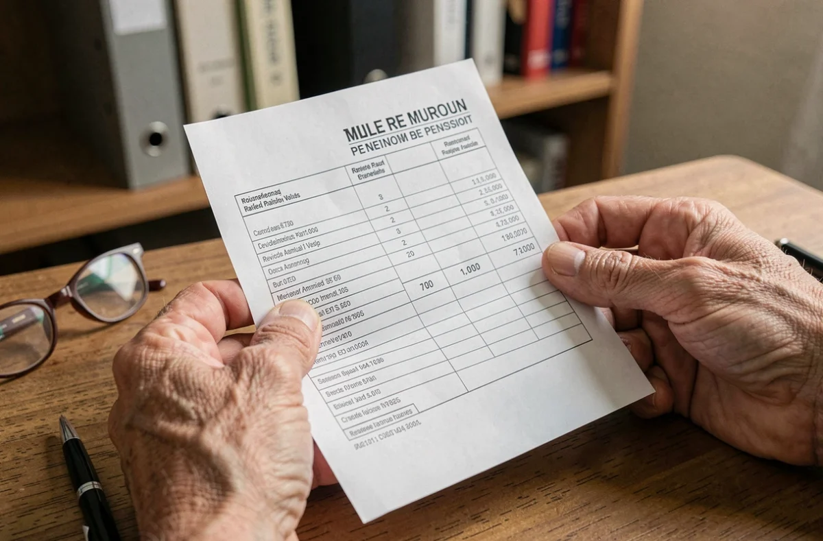 Gros plan sur un relevé de points retraite Agirc-Arrco tenu par des mains de retraité