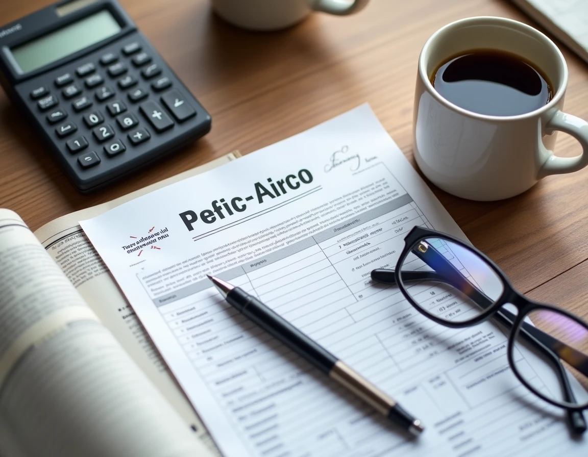 Relevé de retraite complémentaire Agirc-Arrco posé sur un bureau avec calculatrice et stylo