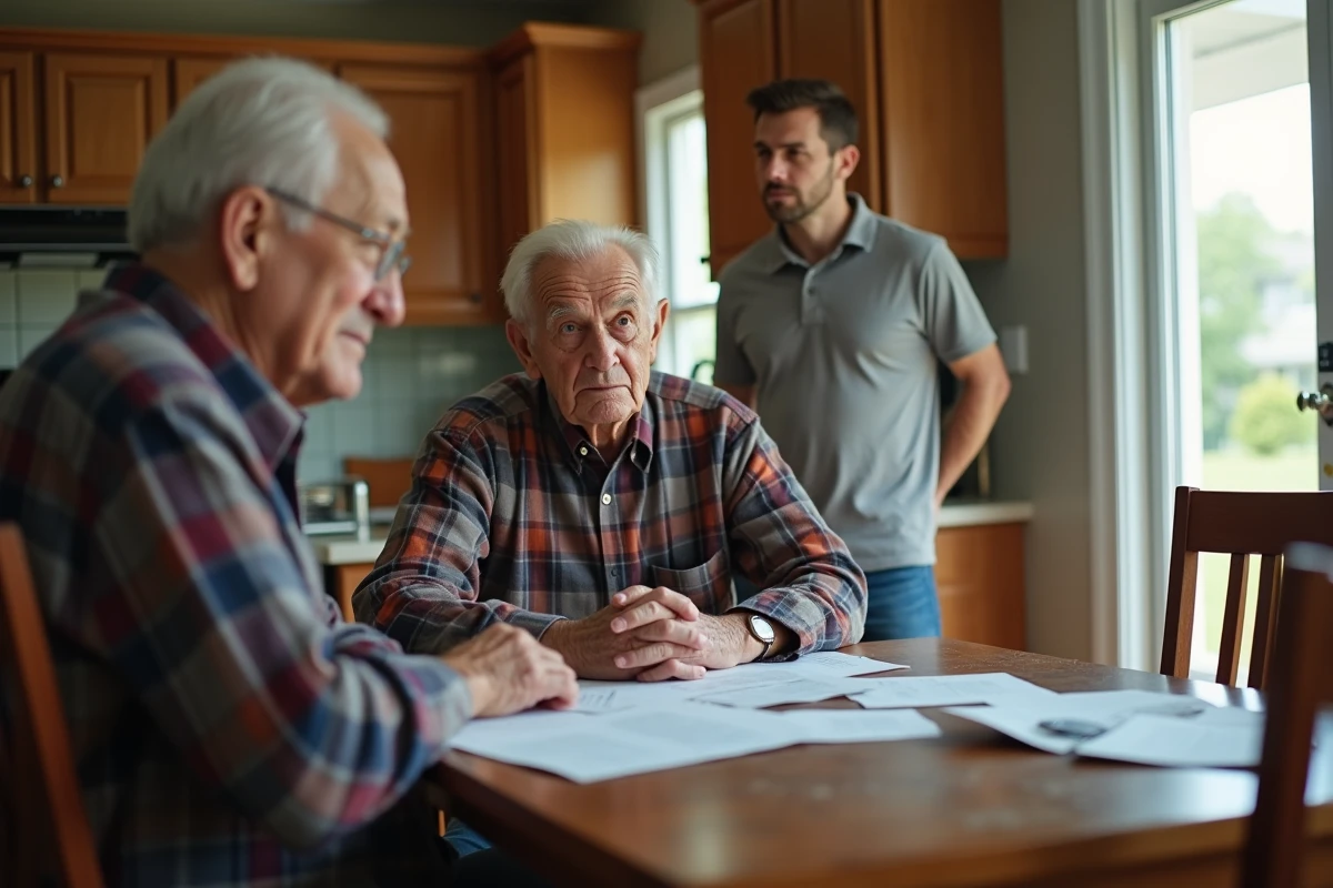 Soignant observant un senior dans une cuisine quotidienne